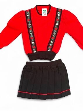 VTG 80s NWT Bull Frog Kids Suspender Skirt‎ Set 2T